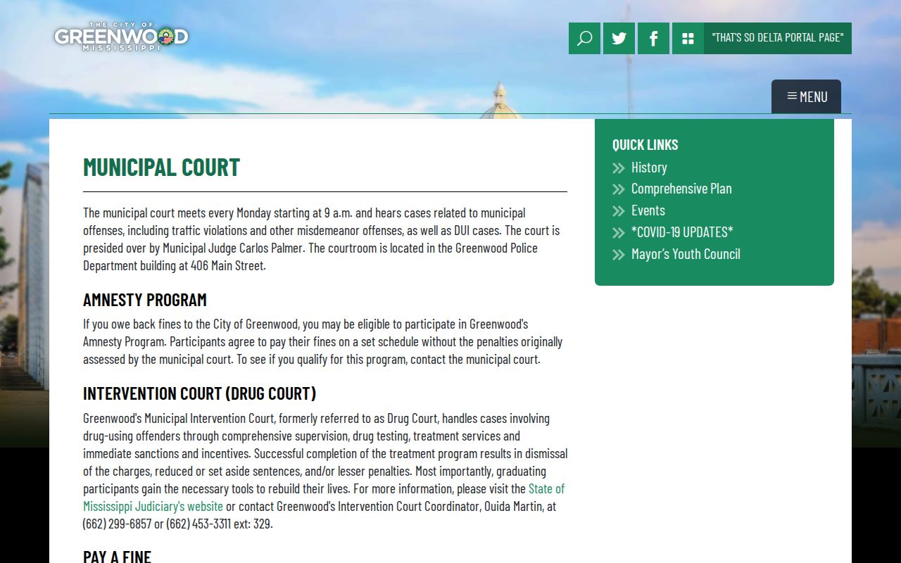 Greenwood Leflore County municipal court booking record source